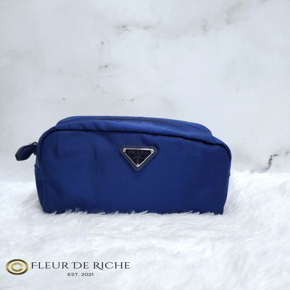 Prada Necessaire Nylon Cosmetic Case Blue Bleuette 1NA350 - Picture 2 of 13